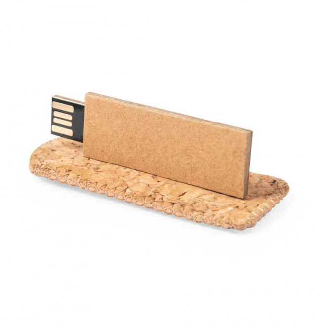  CLE USB PERSONNALISABLE 16 GO LIEGE CARTON 'XUSO' - naturel