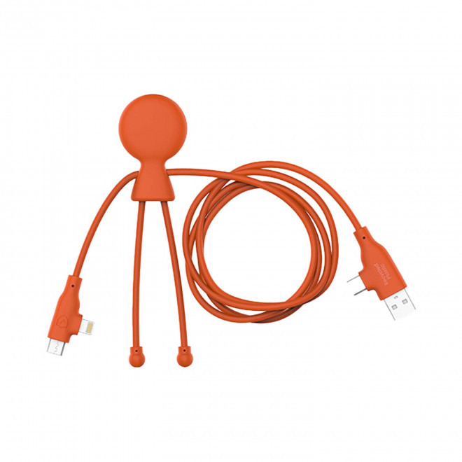 CABLE DE CHARGE PERSONNALISABLE XOOPAR® 'MR BIO LONG FAST 60W' - orange