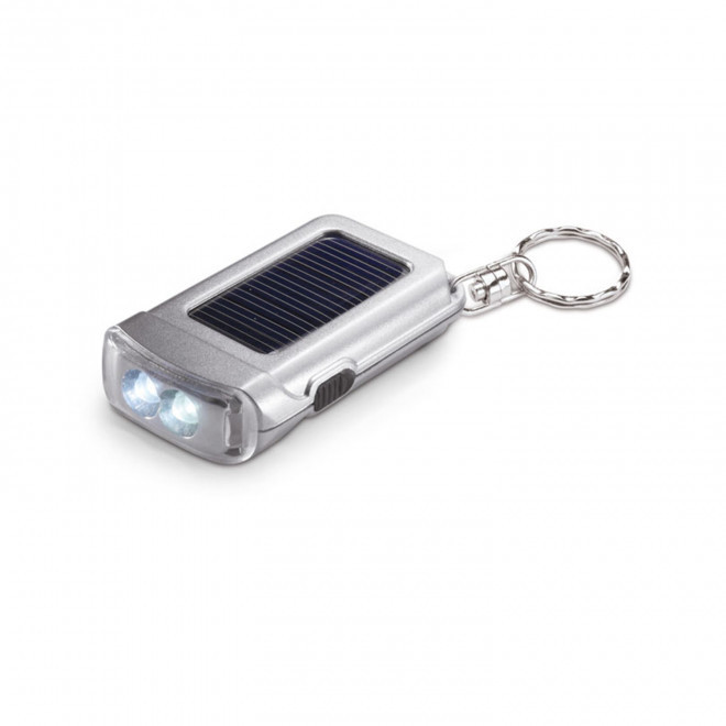 PORTE-CLES LAMPE TORCHE SOLAIRE 'GALLENO' - argenté
