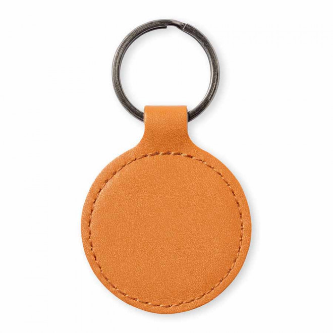 PORTE-CLES PERSONNALISE ROND 'LEATO' - marron clair