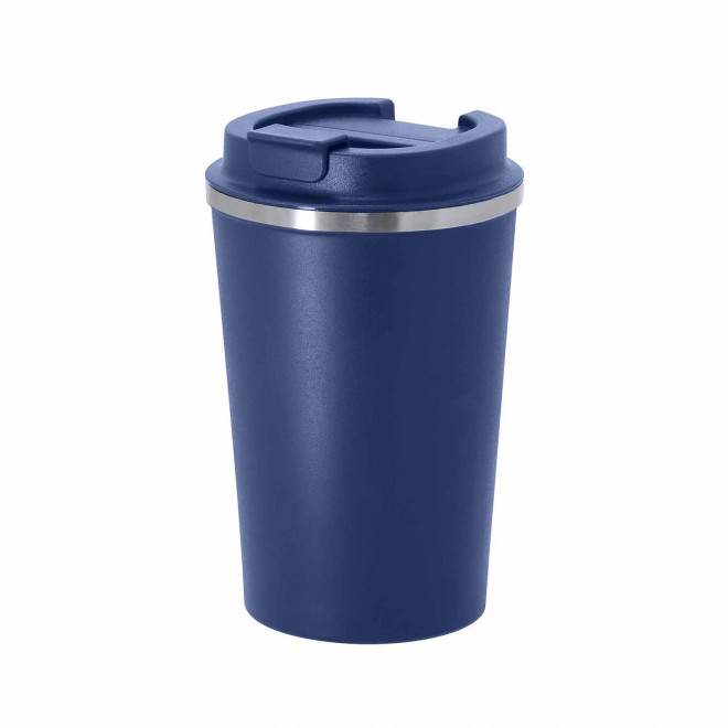 MUG PERSONNALISABLE ACIER INOX DOUBLE PAROI 350 ML 'TOODI' - bleu marine