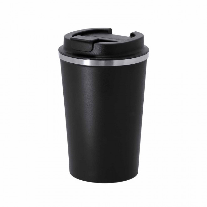MUG PERSONNALISABLE ACIER INOX DOUBLE PAROI 350 ML 'TOODI' - noir