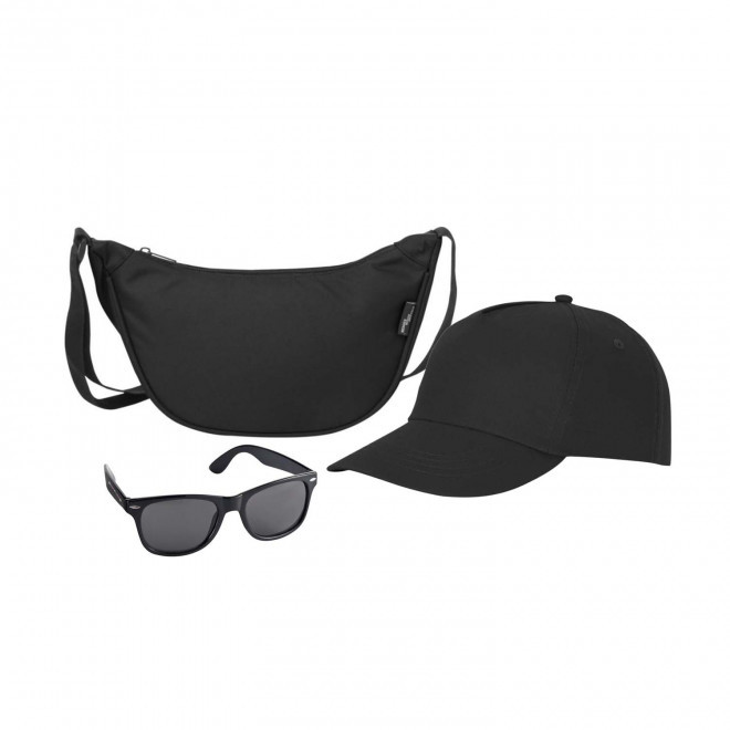 SET PERSONNALISABLE CASQUETTE BANANE LUNETTES 'FESTI' - noir