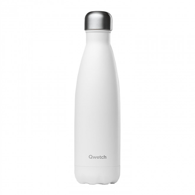 BOUTEILLE ISOTHERME PERSONNALISABLE INOX '500 ML QWETCH®' - blanc
