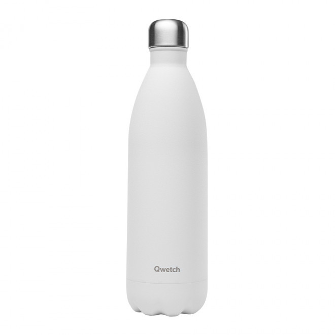 BOUTEILLE ISOTHERME PERSONNALISABLE INOX 1 L QWETCH® - blanc