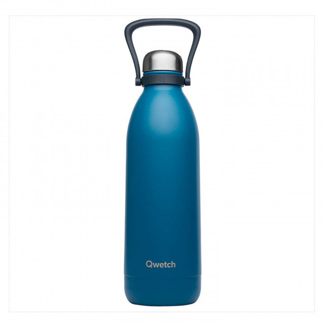 BOUTEILLE ISOTHERME PERSONNALISABLE INOX '1,5L QWETCH®' - bleu canard