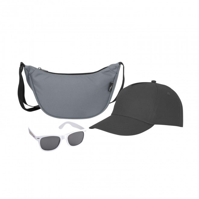 SET PERSONNALISABLE CASQUETTE BANANE LUNETTES 'FESTI' - gris