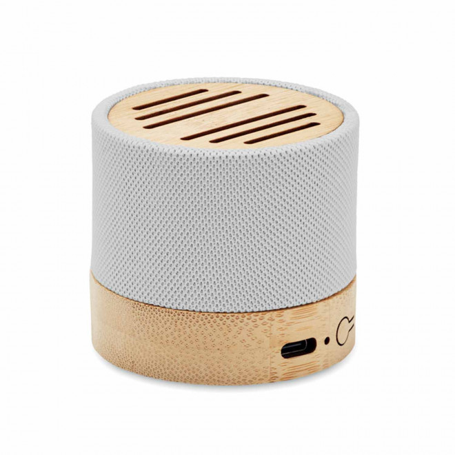 MINI ENCEINTE SANS FIL PERSONNALISABLE 'ELEG BAMBOU' - blanc