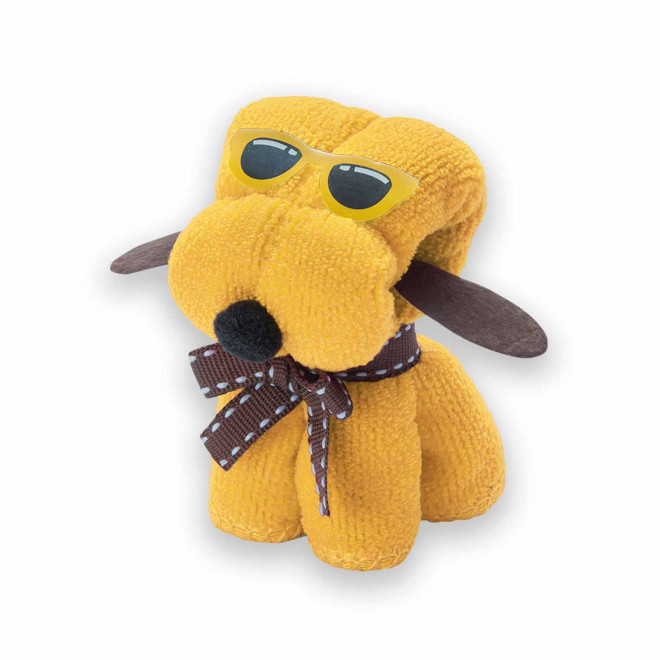 SERVIETTE MICROFIBRE ENFANT PERSONNALISABLE 'WOUFFY' - jaune