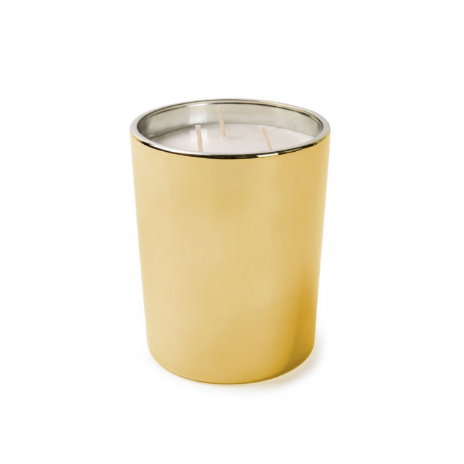 BOUGIE 3 MECHES BOITE BRILLANTE PERSONNALISABLE 'LORENA' - doré