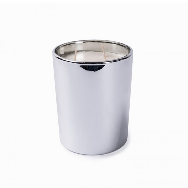 BOUGIE 3 MECHES BOITE BRILLANTE PERSONNALISABLE 'LORENA' - argent