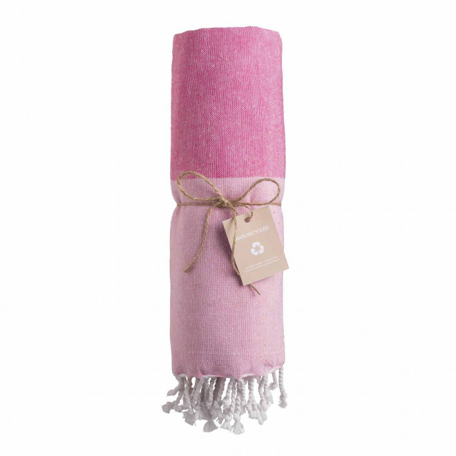 PAREO/FOUTA PERSONNALISABLE 'HORTENSE 180 RECYCLE' GRANDES RAYURES - rose