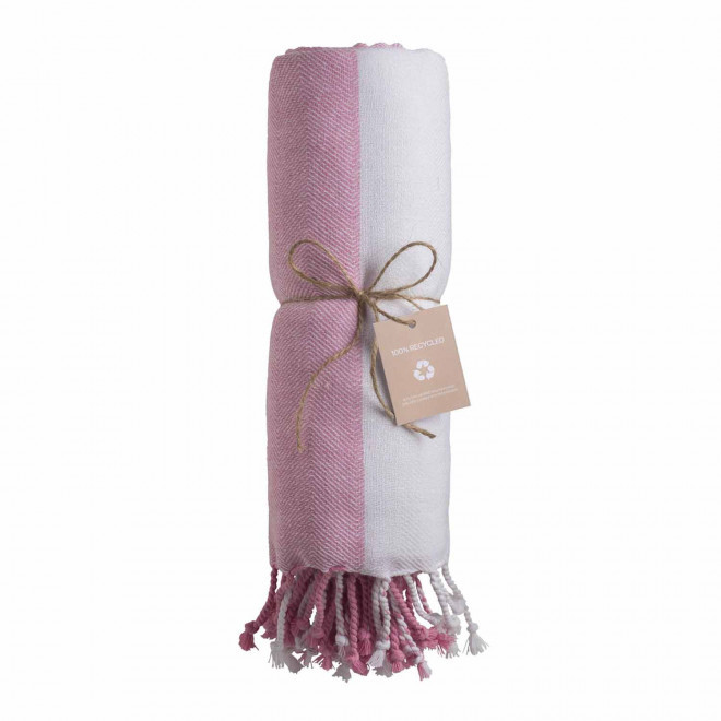 PAREO/FOUTA PERSONNALISABLE 'HORTENSE 180 RECYCLE HORIZONTAL' - rose