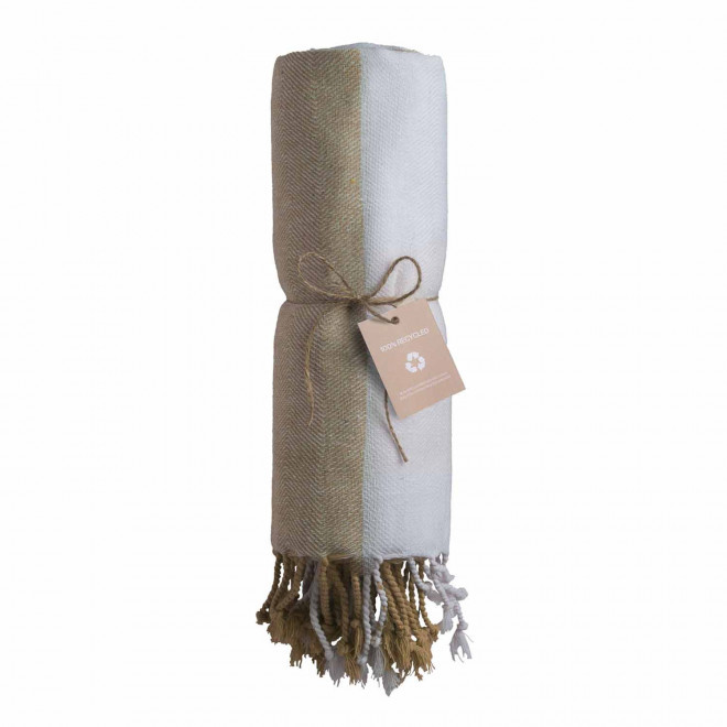 PAREO/FOUTA PERSONNALISABLE 'HORTENSE 180 RECYCLE HORIZONTAL' - beige
