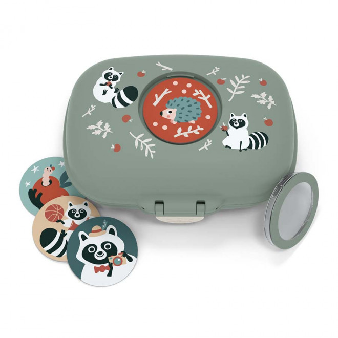 BOITE A GOUTER ENFANT PERSONNALISABLE 'PIOUPIOU' - vert raccoon