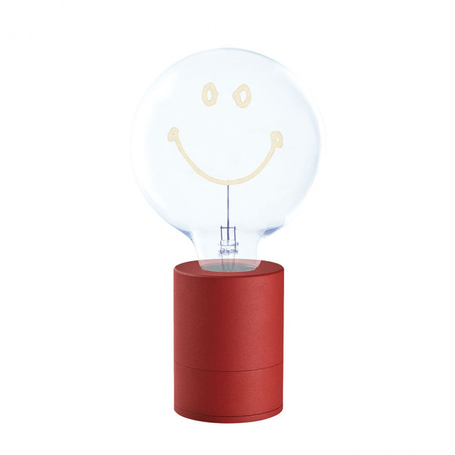 LAMPE AMPOULE PERSONNALISEE 2 LIGNES 'LAMPUN' - rouge