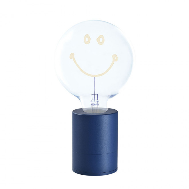 LAMPE AMPOULE PERSONNALISEE 2 LIGNES 'LAMPUN' - bleu