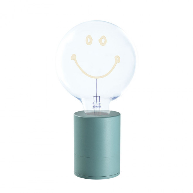 LAMPE AMPOULE PERSONNALISEE 2 LIGNES 'LAMPUN' - turquoise