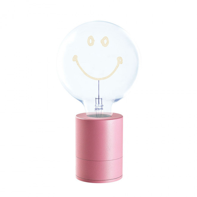 LAMPE AMPOULE PERSONNALISEE 2 LIGNES 'LAMPUN' - rose