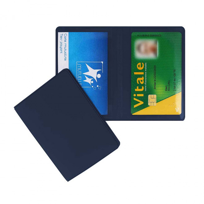 PORTE-CARTES DOUBLE PERSONNALISABLE 'AUGUSTO MIF' - marine