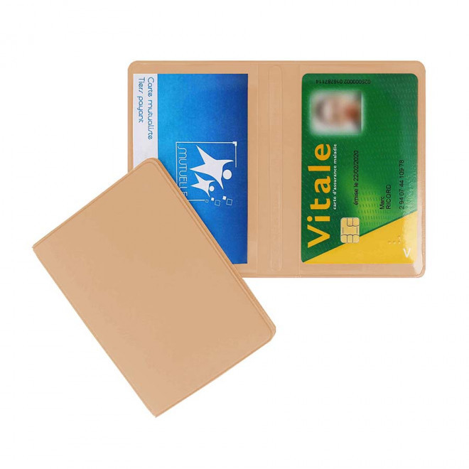 PORTE-CARTES DOUBLE PERSONNALISABLE 'AUGUSTO MIF' - beige