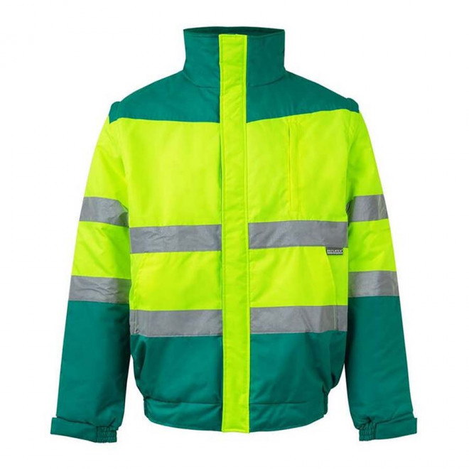 BLOUSON MATELASSE 2 EN 1 PERSONNALISABLE 'TIROUNO' - vert/jaune fluo