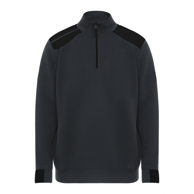 SWEAT PERSONNALISABLE COL DEMI ZIP 'MAVERICK' - noir/gris