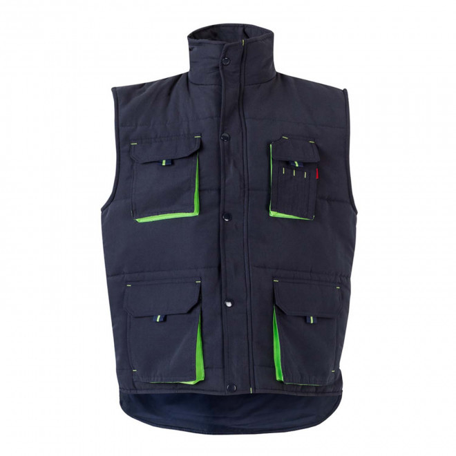 GILET MATELASSE PERSONNALISABLE 'ARIDO' - navy/lime