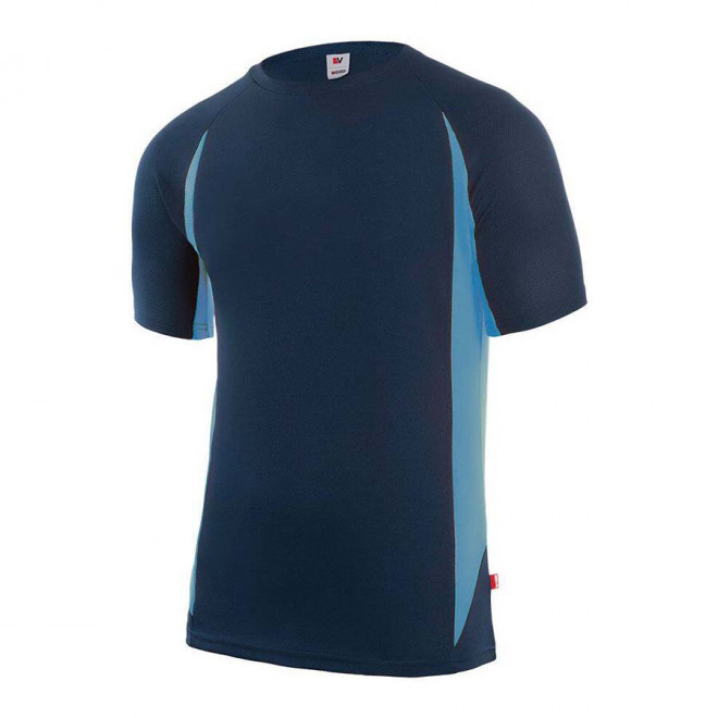 TEE-SHIRT PERSONNALISABLE BICOLORE 'MILERNO' - navy/bleu ciel