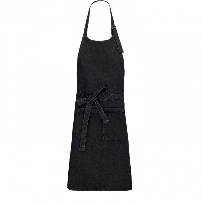 TABLIER LONG PERSONNALISE COTON 280G POCHE 'KARITAB' - noir denim