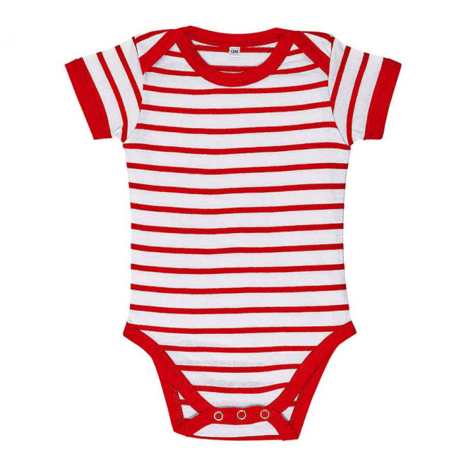 BODY PERSONNALISABLE MARINIERE BEBE 'MILES' - blanc/rouge