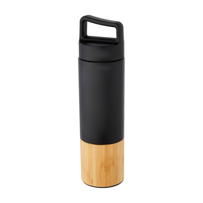 BOUTEILLE ISOTHERME PERSONNALISÉE EN BAMBOU 540ML 'BUTILKA BAMBOO' 4J - noir