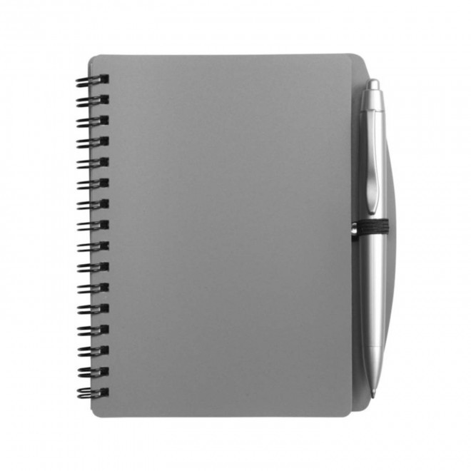 CARNET À SPIRALE PERSONNALISÉ A6 AVEC STYLO 'TURINO' - gris