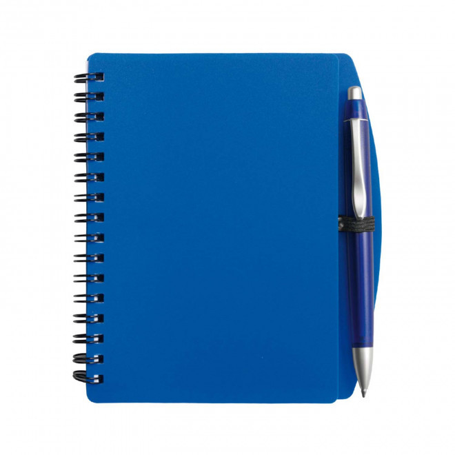 CARNET À SPIRALE PERSONNALISÉ A6 AVEC STYLO 'TURINO' - bleu