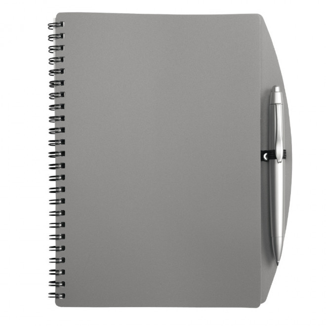 CARNET À SPIRALE PERSONNALISÉ A5 AVEC STYLO 'TURINO' - gris