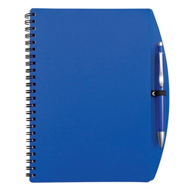 CARNET À SPIRALE PERSONNALISÉ A5 AVEC STYLO 'TURINO' - bleu