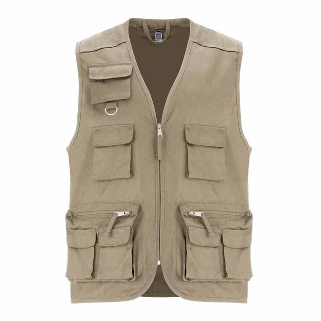 GILET DE TRAVAIL MULTI-POCHES PERSONNALISABLE 'VENERA' - beige
