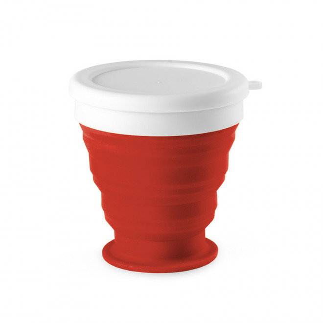 GOBELET PERSONNALISABLE DE VOYAGE PLIABLE 250 ML 'GUBI' - rouge