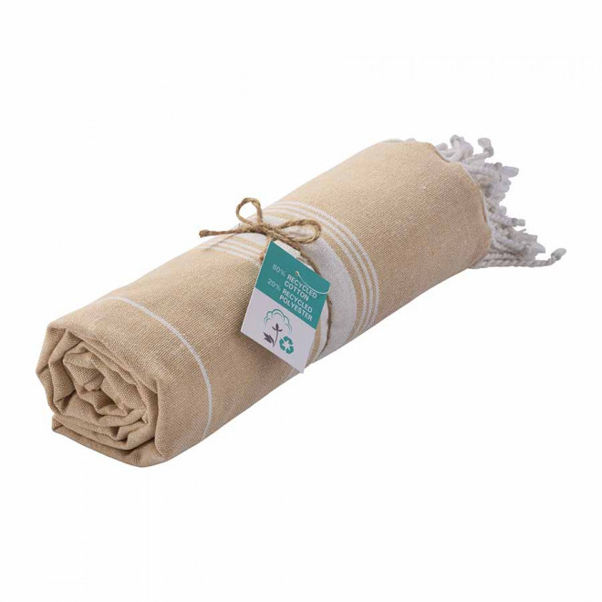 PAREO/FOUTA PERSONNALISABLE 'HORTENSE 180 RECYCLE PETITES RAYURES' - ecru