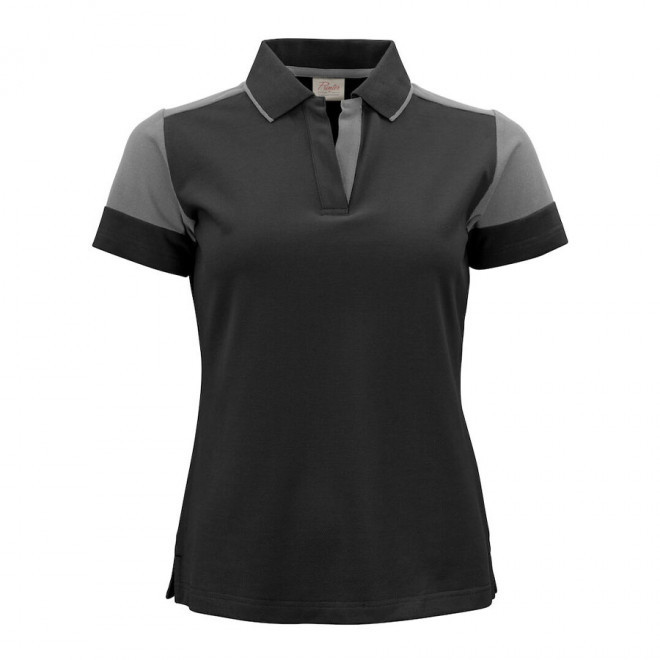 POLO PERSONNALISABLE FEMME BIO 'PRIMO' - noir/gris