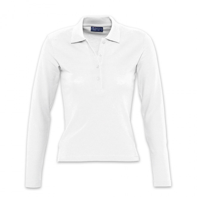 POLO PUBLICITAIRE MANCHES LONGUES FEMME 'PODIUM' BLANC - blanc
