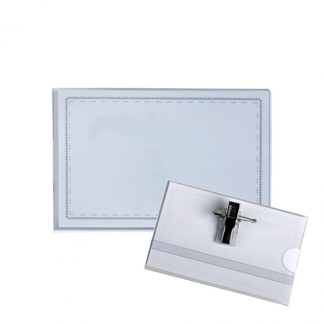 PORTE BADGE À PINCE ET EPINGLE 'FILIPPO' - transparent