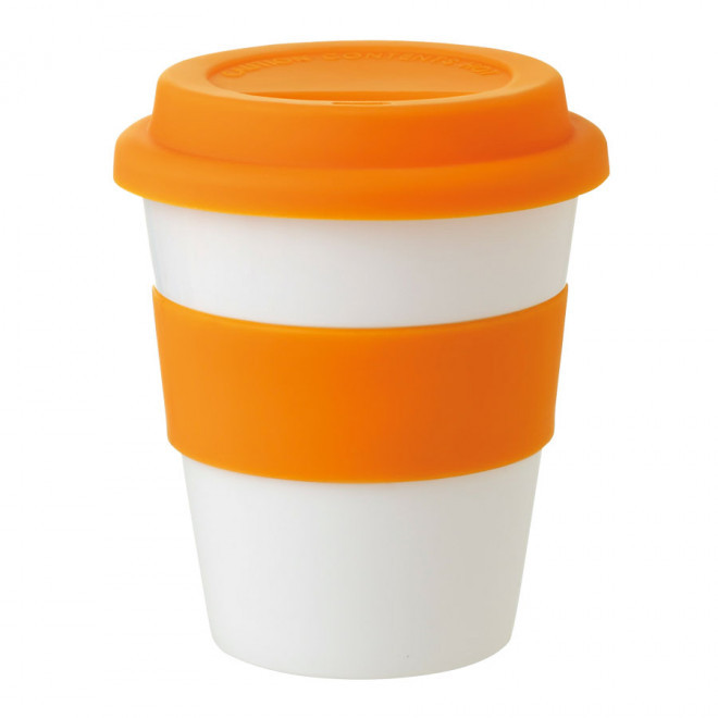 GOBELET AVEC COUVERCLE PUBLICITAIRE 'ASTORIA' - orange