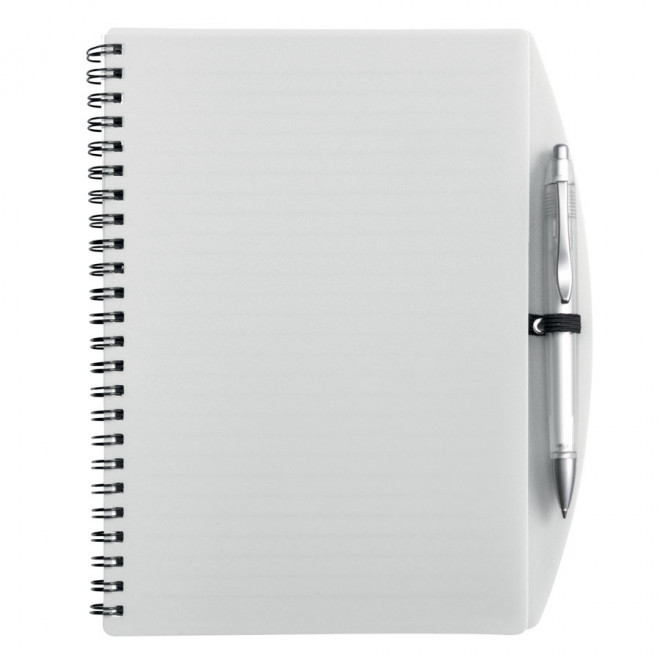 CARNET À SPIRALE PERSONNALISÉ A5 AVEC STYLO 'TURINO' - blanc