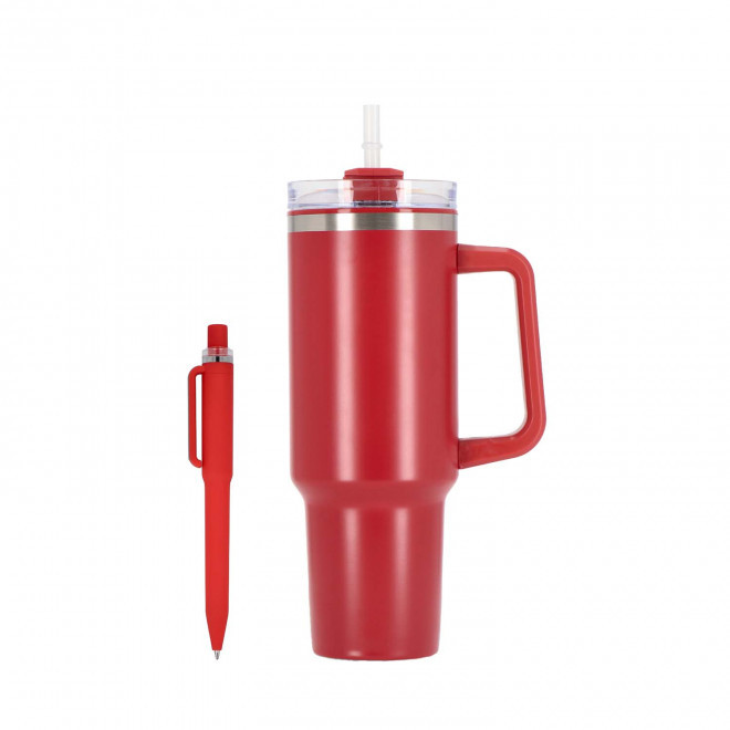 SET MUG ET STYLO PERSONNALISABLE 'STANLI' - rouge