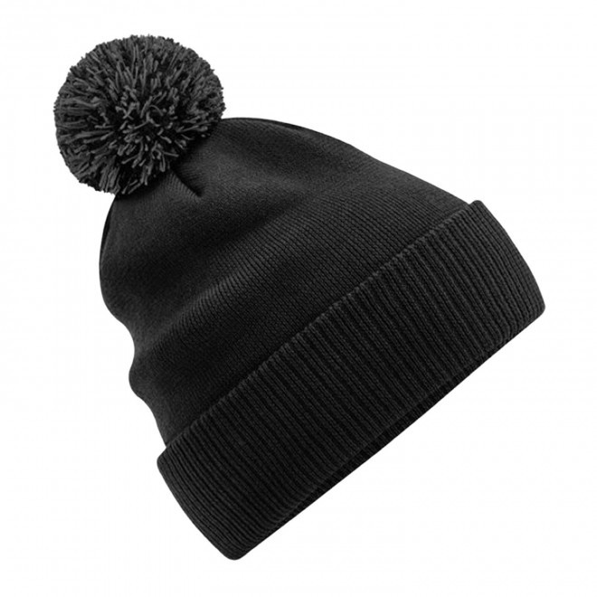 BONNET PERSONNALISABLE POMPOM BEECHFIELD® 'SNOBI' - noir/gris