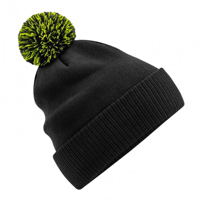 BONNET PERSONNALISABLE POMPOM BEECHFIELD® 'SNOBI' - noir/citron vert