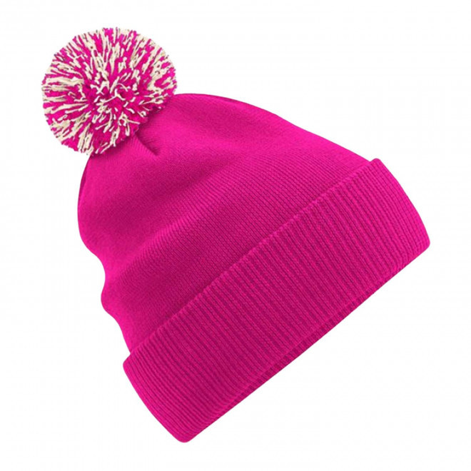 BONNET PERSONNALISABLE POMPOM BEECHFIELD® 'SNOBI' - fuchsia/blanc
