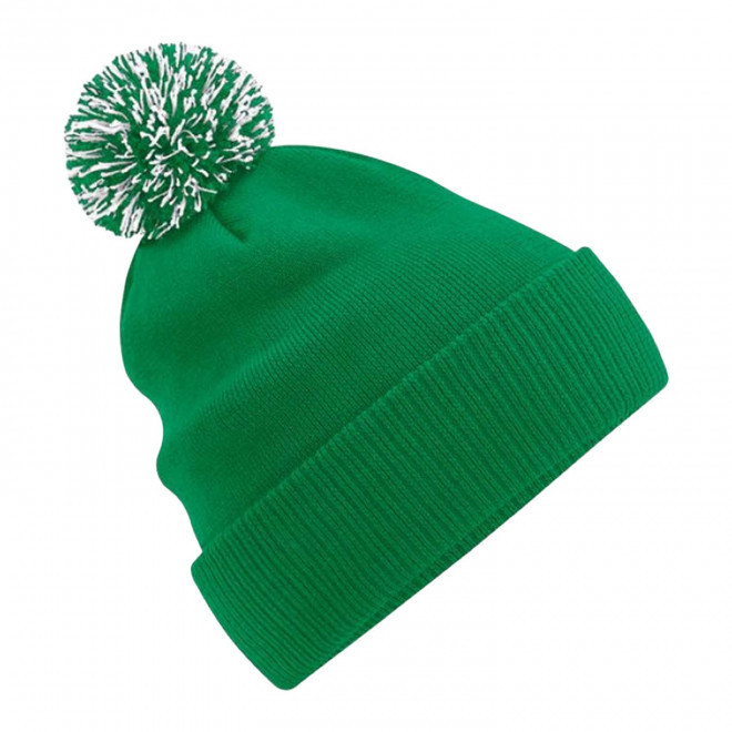 BONNET PERSONNALISABLE POMPOM BEECHFIELD® 'SNOBI' - vert pomme/blanc