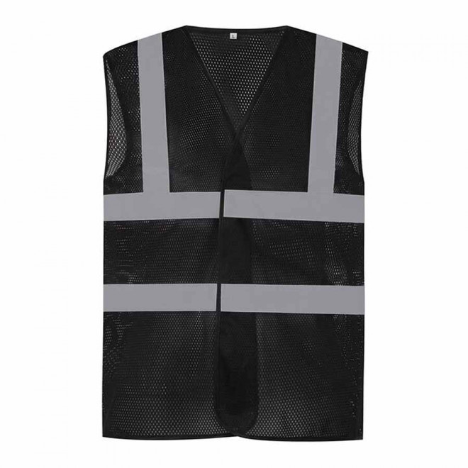 GILET DE SECURITE PERSONNALISABLE YOKO® 'ARMILLO MESH RPET' - noir